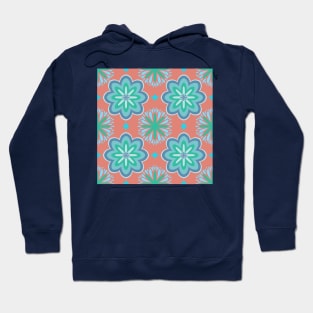 Vintage blue flower pattern on peach background Hoodie